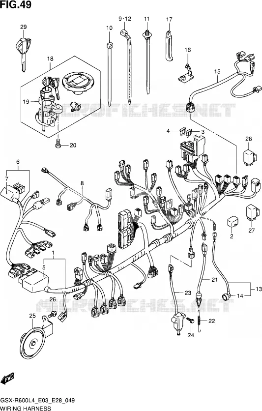 BEDRADING (GSX-R600L4 E33) Suzuki MOTO 600 GSX-R 2014  GSX-R600 L4 (E03,E28,E33)
