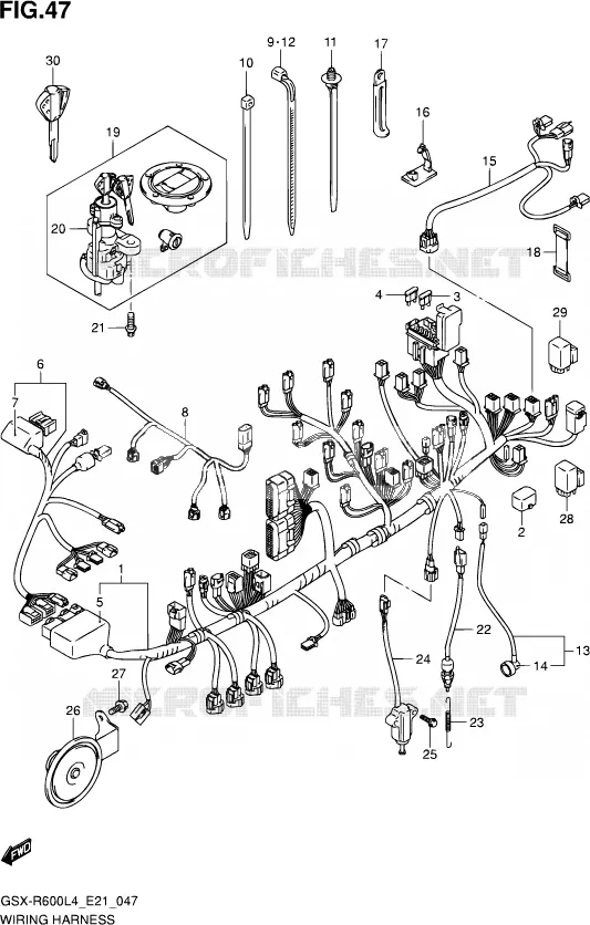 BEDRADING (GSX-R600L4 E21) Suzuki MOTO 600 GSX-R 2014  GSX-R600 L4 (E21)