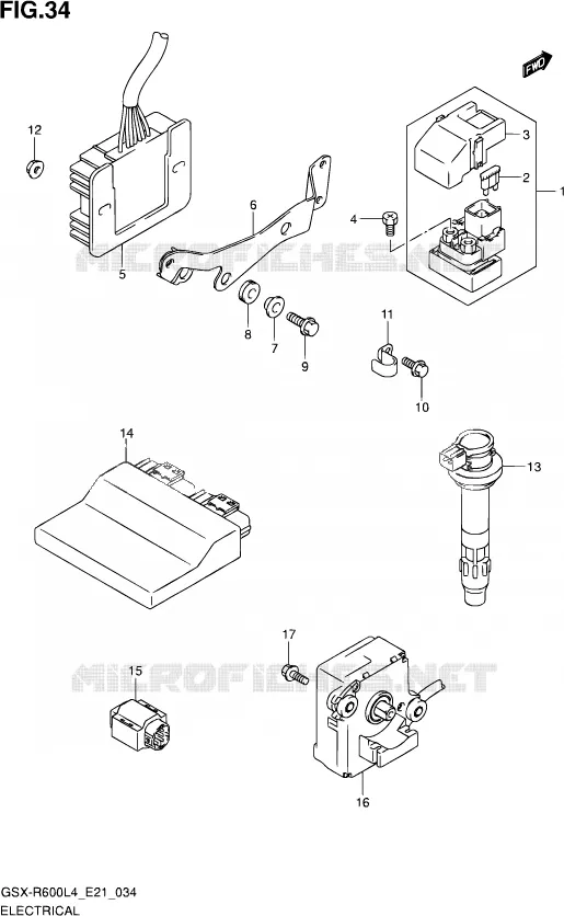 ELEKTRISCH (GSX-R600UFL4 E21) Suzuki MOTO 600 GSX-R 2014  GSX-R600 L4 (E21)