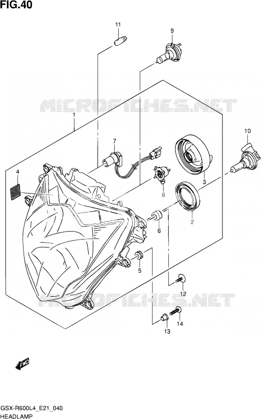 KOPLAMP (GSX-R600UFL4 E21) Suzuki MOTO 600 GSX-R 2014  GSX-R600 L4 (E21)