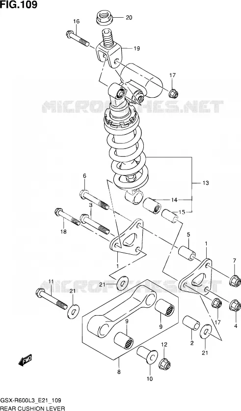 SCHOKBREKER AANEENSCHAKELING (GSX-R600UFL3 E21) Suzuki MOTO 600 GSX-R 2013  GSX-R600UE L3 (E21)