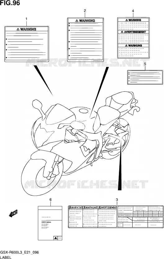 ETIKET (GSX-R600UEL3 E21) Suzuki MOTO 600 GSX-R 2013  GSX-R600UF L3 (E21)