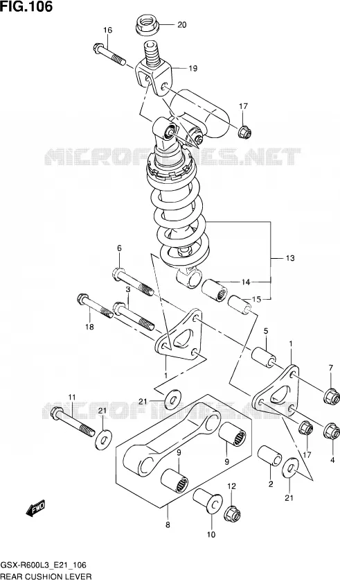 SCHOKBREKER AANEENSCHAKELING (GSX-R600L3 E21) Suzuki MOTO 600 GSX-R 2013  GSX-R600UF L3 (E21)