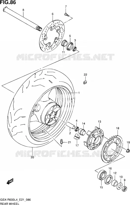 ACHTERWIEL Suzuki MOTO 600 GSX-R 2014  GSX-R600UF L4 (E21)