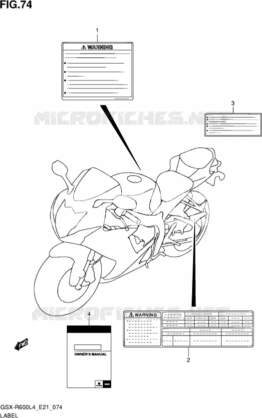 ETIKET (GSX-R600UFL4 E21) Suzuki MOTO 600 GSX-R 2014  GSX-R600UF L4 (E21)