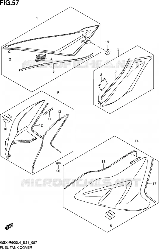 FUEL TANK - COVERS Suzuki MOTO 600 GSX-R 2014  GSX-R600UF L4 (E21)