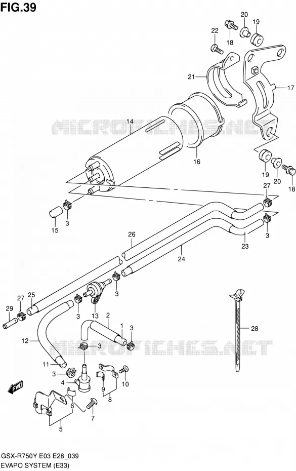FUEL EVAP SYSTEM (E33) Suzuki MOTO 750 GSX-R 2001  GSX-R750K1(E03,E28,E33)