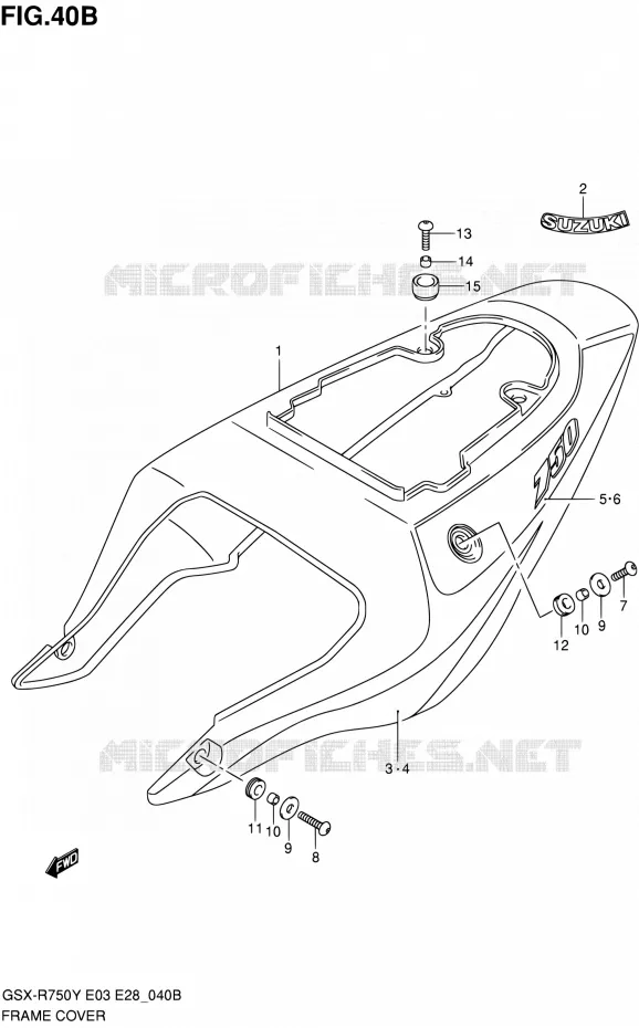 ACHTER KUIP  (MODELE K2) Suzuki MOTO 750 GSX-R 2002  GSX-R750K2(E03,E28,E33)
