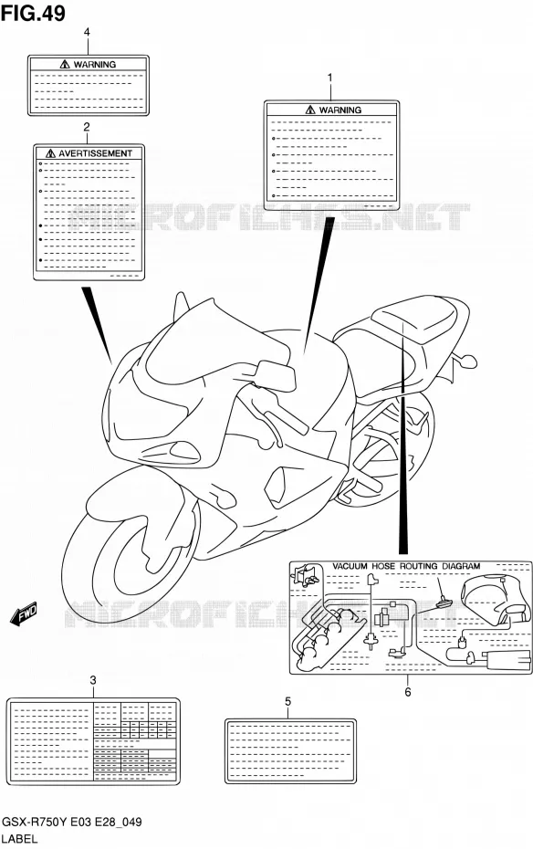 ETIKET (MODELE Y/K1) Suzuki MOTO 750 GSX-R 2002  GSX-R750K2(E03,E28,E33)