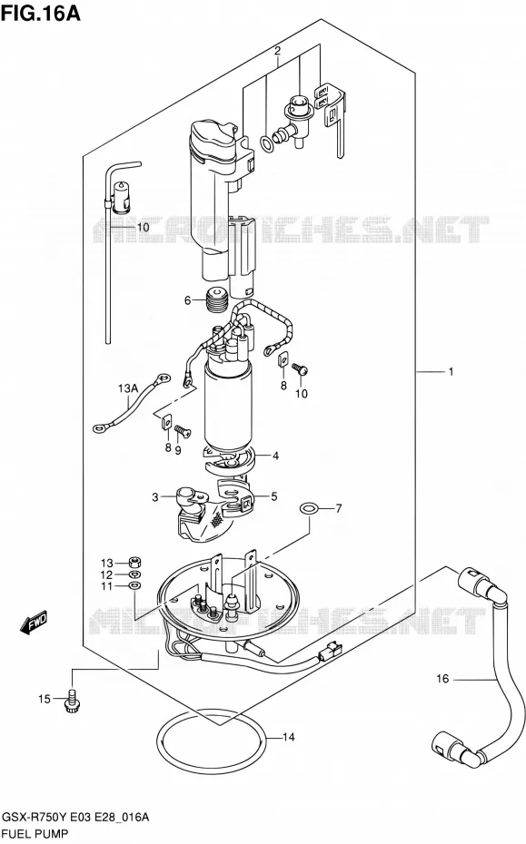 BENZINE POMP (MODELE K2/K3) Suzuki MOTO 750 GSX-R 2003  GSX-R750K3(E03,E28,E33)