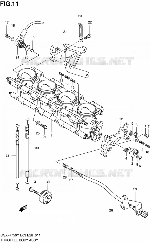 GASKLEPHUIS (MODELE Y) Suzuki MOTO 750 GSX-R 2003  GSX-R750K3(E03,E28,E33)