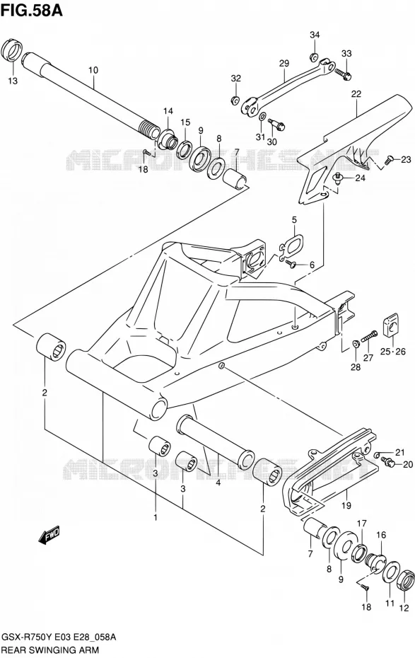 SWINGARM (MODELE K2/K3) Suzuki MOTO 750 GSX-R 2003  GSX-R750K3(E03,E28,E33)