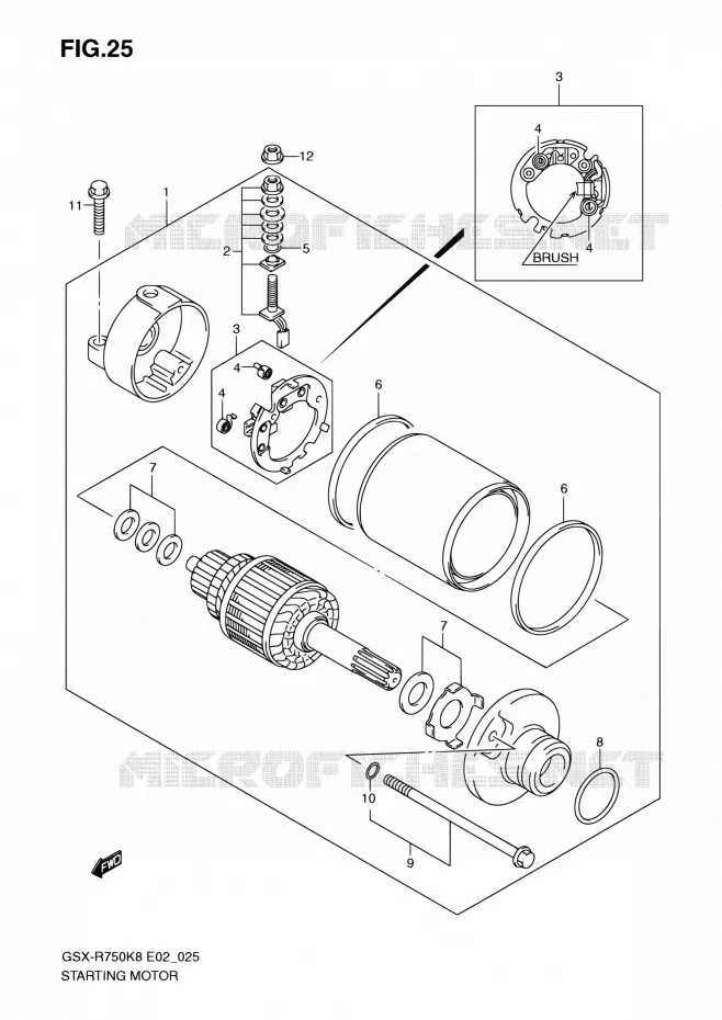 STARTMOTOR Suzuki MOTO 750 GSX-R 2008  GSX-R750 K8 (E02,E19)