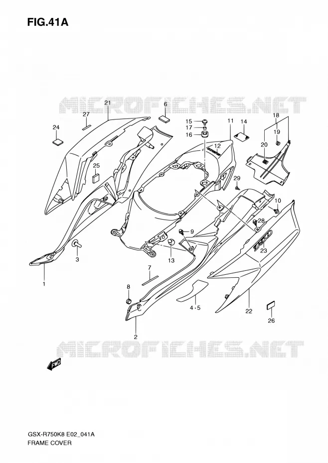 ACHTER KUIP (MODEL K9) Suzuki MOTO 750 GSX-R 2009  GSX-R750K9(E19)
