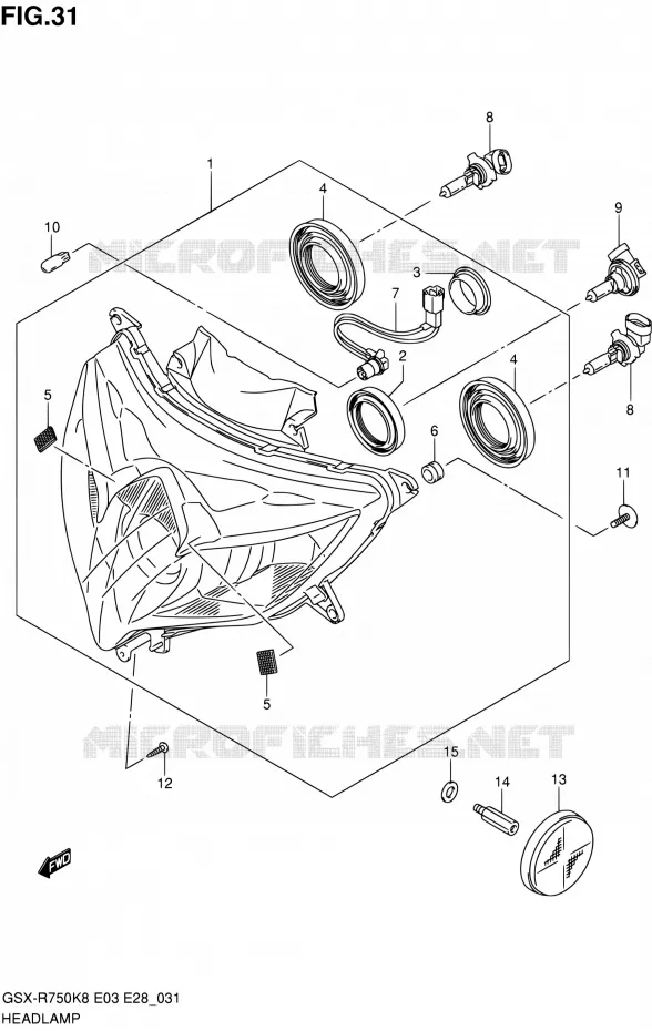KOPLAMP Suzuki MOTO 750 GSX-R 2010  GSX-R750 L0 (E03,E28,E33)
