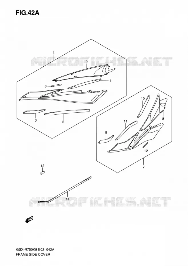 FRAME ZIJKLEP (MODEL K9/L0) Suzuki MOTO 750 GSX-R 2010  GSX-R750L0(E24)