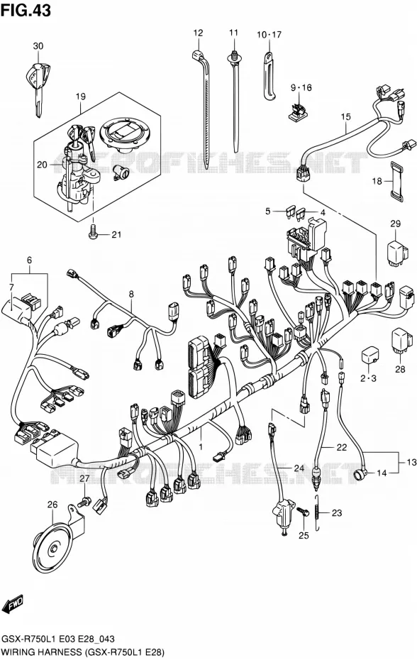 BEDRADING (GSX-R750L1 E28) Suzuki MOTO 750 GSX-R 2011  GSX-R750 L1 (E03,E28,E33)