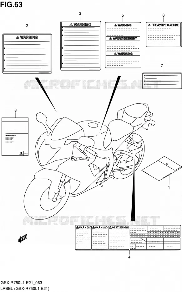 ETIKET (GSX-R750L1 E21) Suzuki MOTO 750 GSX-R 2011  GSX-R750L1(E24)