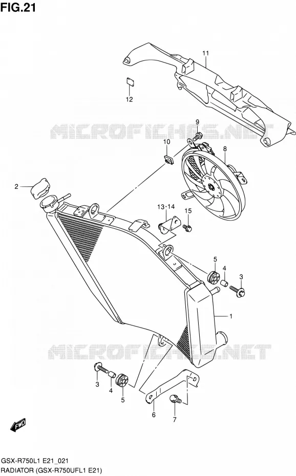 RADIATOR (GSX-R750UFL1 E21) Suzuki MOTO 750 GSX-R 2011  GSX-R750L1(E24)
