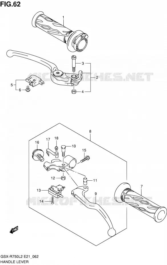 HANDGRIPS - LEVERS Suzuki MOTO 750 GSX-R 2012  GSX-R750L2(E21)