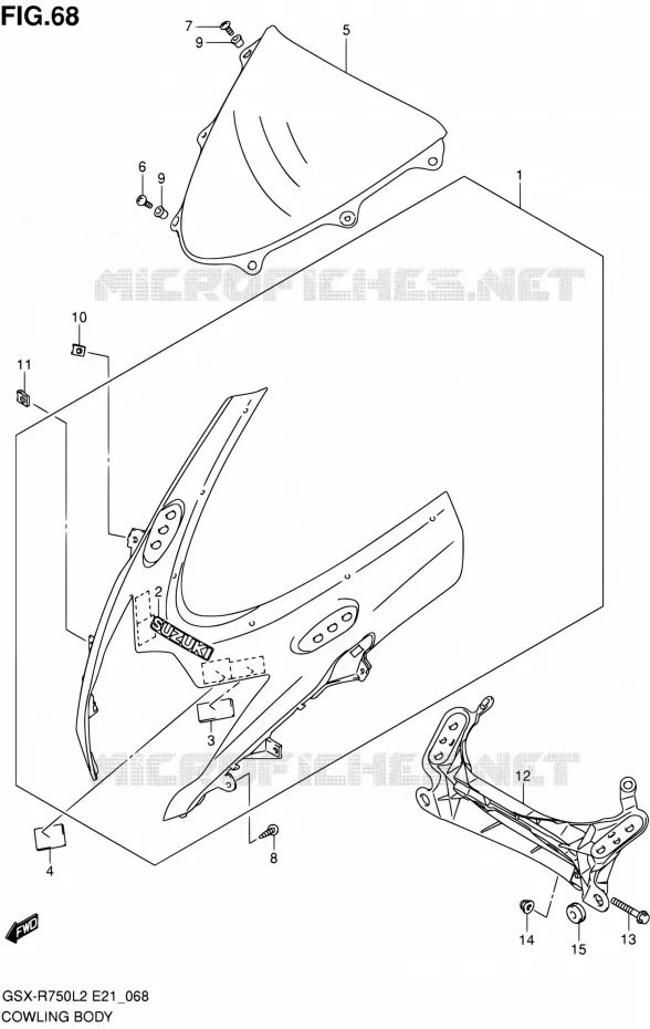 KUIP - ETIKETTEN (GSX-R750UFL2 E21) Suzuki MOTO 750 GSX-R 2012  GSX-R750L2(E21)