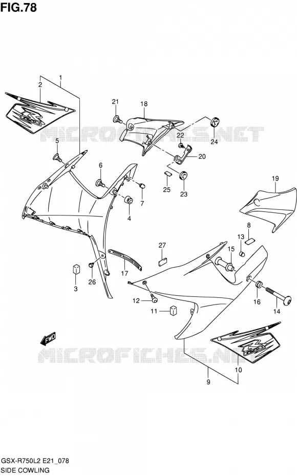 SIDE KUIP (GSX-R750UFL2 E21:YVB) Suzuki MOTO 750 GSX-R 2012  GSX-R750L2(E21)