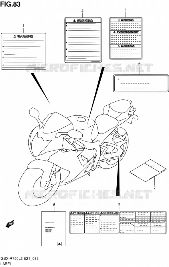ETIKET (GSX-R750L2 E24) Suzuki MOTO 750 GSX-R 2012  GSX-R750L2(E24)