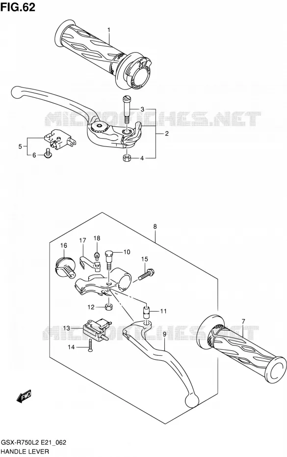 HANDGRIPS - LEVERS Suzuki MOTO 750 GSX-R 2012  GSX-R750L2(E24)