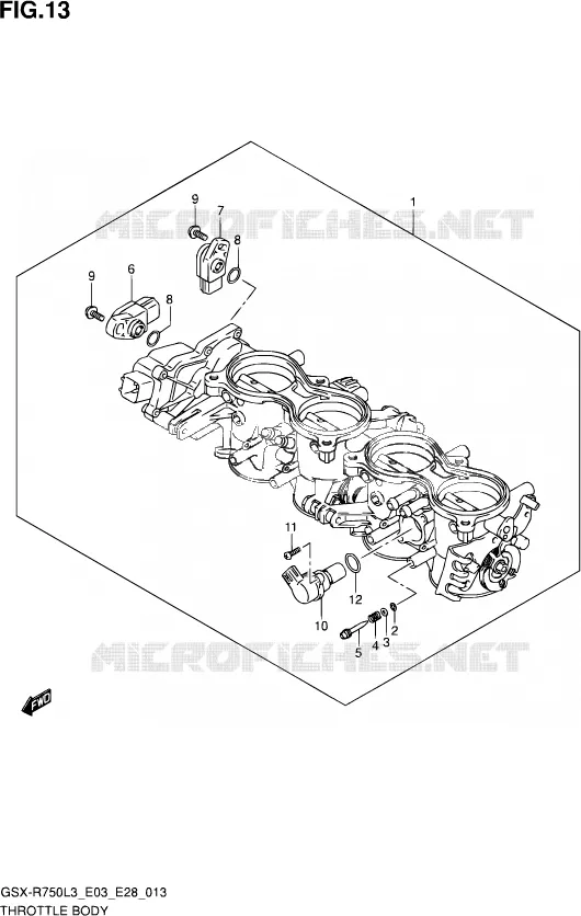 GASKLEPHUIS (GSX-R750L3 E28) Suzuki MOTO 750 GSX-R 2013  GSX-R750 L3 (E03,E28,E33)