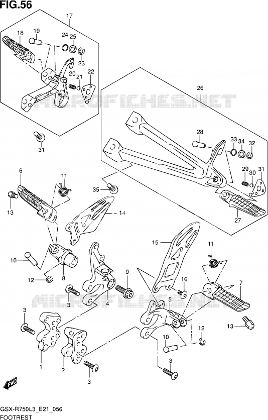 FOOTREST Suzuki MOTO 750 GSX-R 2013  GSX-R750 L3 (E21)