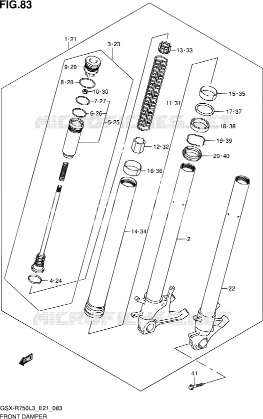 FRONT SCHOKDEMPER Suzuki MOTO 750 GSX-R 2013  GSX-R750 L3 (E21)