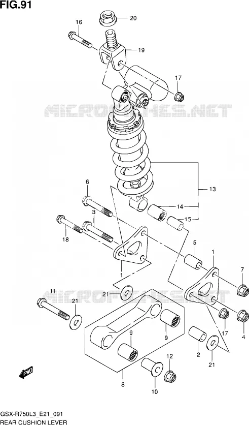 SCHOKBREKER AANEENSCHAKELING (GSX-R750L3 E24) Suzuki MOTO 750 GSX-R 2013  GSX-R750 L3 (E21)