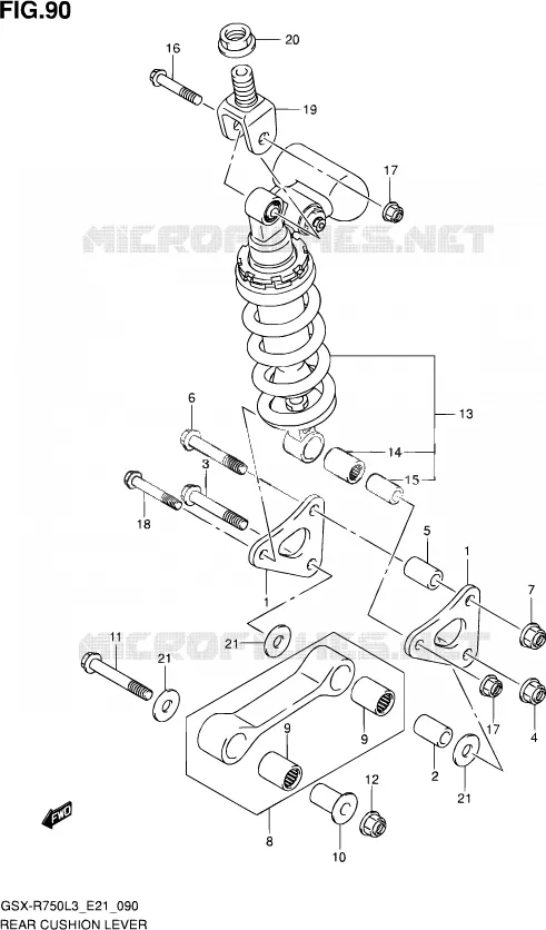 SCHOKBREKER AANEENSCHAKELING (GSX-R750L3 E21) Suzuki MOTO 750 GSX-R 2013  GSX-R750 L3 (E24)