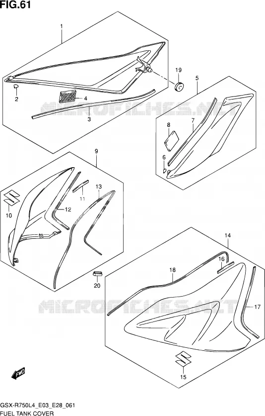 FUEL TANK - COVERS Suzuki MOTO 750 GSX-R 2014  GSX-R750 L4 (E03,E28,E33)