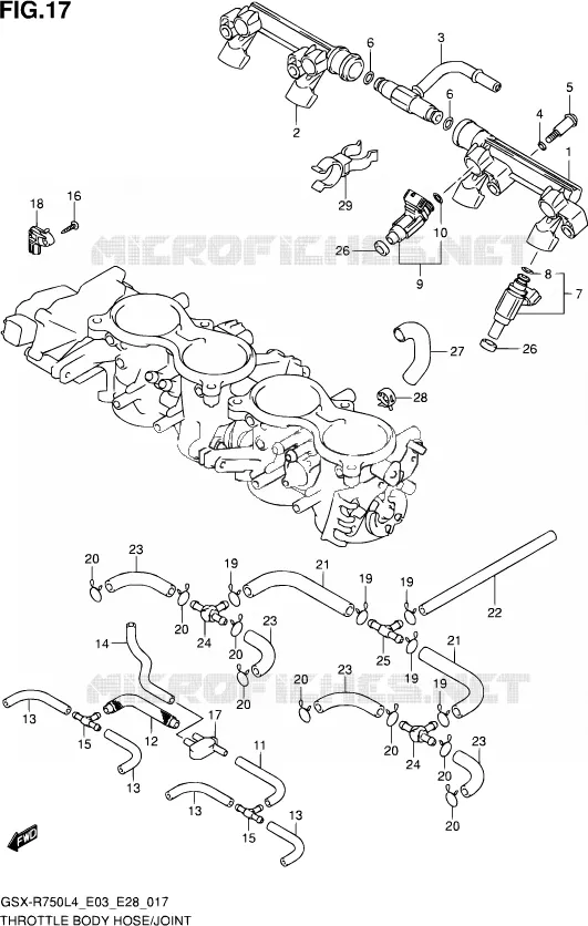 GASKLEPHUIS (GSX-R750L4 E33) Suzuki MOTO 750 GSX-R 2014  GSX-R750 L4 (E03,E28,E33)
