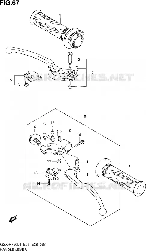 HANDGRIPS - LEVERS Suzuki MOTO 750 GSX-R 2014  GSX-R750 L4 (E03,E28,E33)