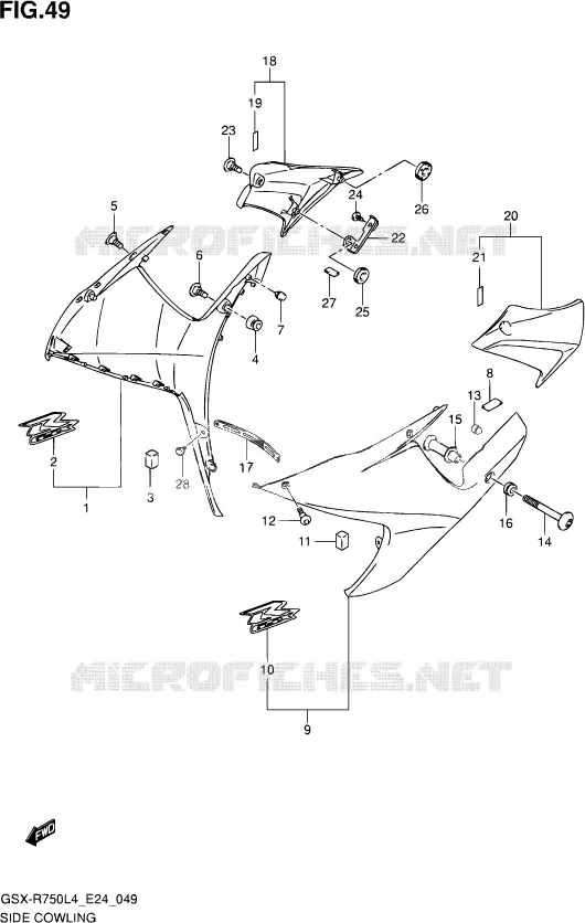 SIDE KUIP (AGQ) Suzuki MOTO 750 GSX-R 2014  GSX-R750 L4 (E24)