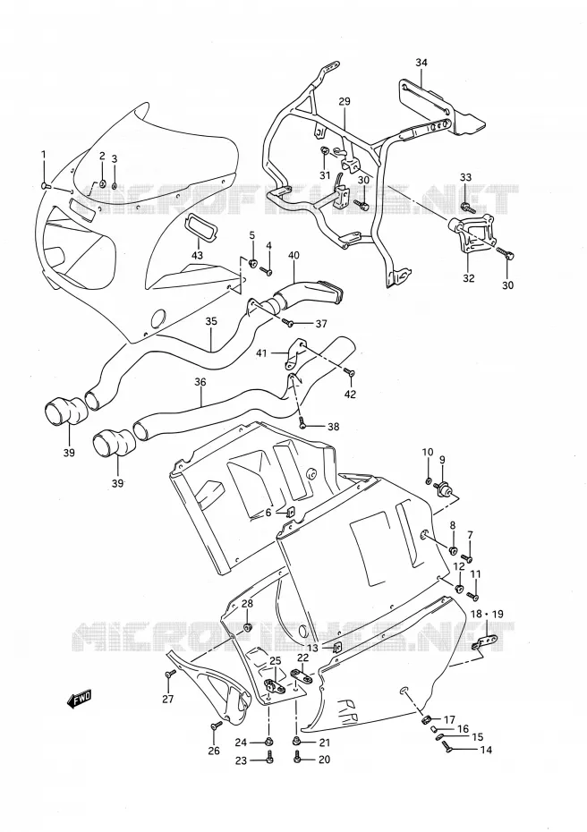 VOOR KUIP EN ONDERSTEUNING Suzuki MOTO 750 GSX-R 1991  GSX-R750 M (E03,E28,E33)