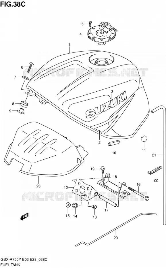 BENZINETANK (MODELE K3) Suzuki MOTO 750 GSX-R 2000  GSX-R750Y(E03,E28,E33)