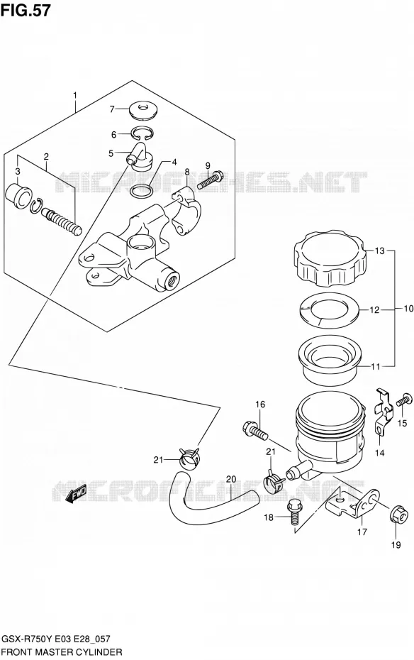FRONT HOOFDREMCILINDER Suzuki MOTO 750 GSX-R 2000  GSX-R750Y(E03,E28,E33)