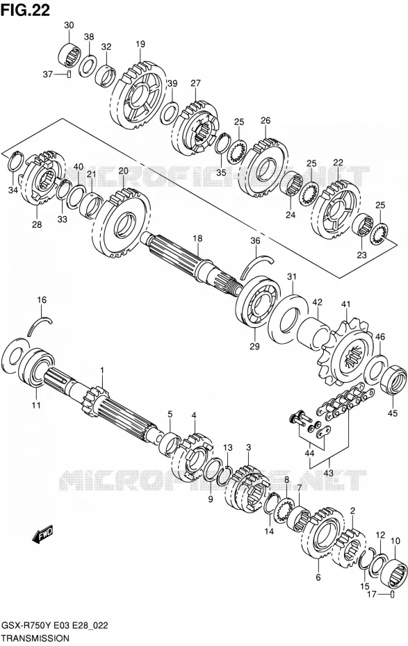 TRANSMISSION Suzuki MOTO 750 GSX-R 2000  GSX-R750Y(E03,E28,E33)
