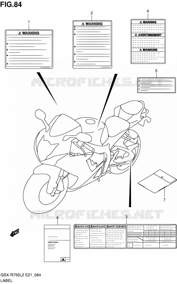 ETIKET (GSX-R750UFL2 E21) Suzuki MOTO 750 GSX-R 2012  GSX-R750UFL2(E21)