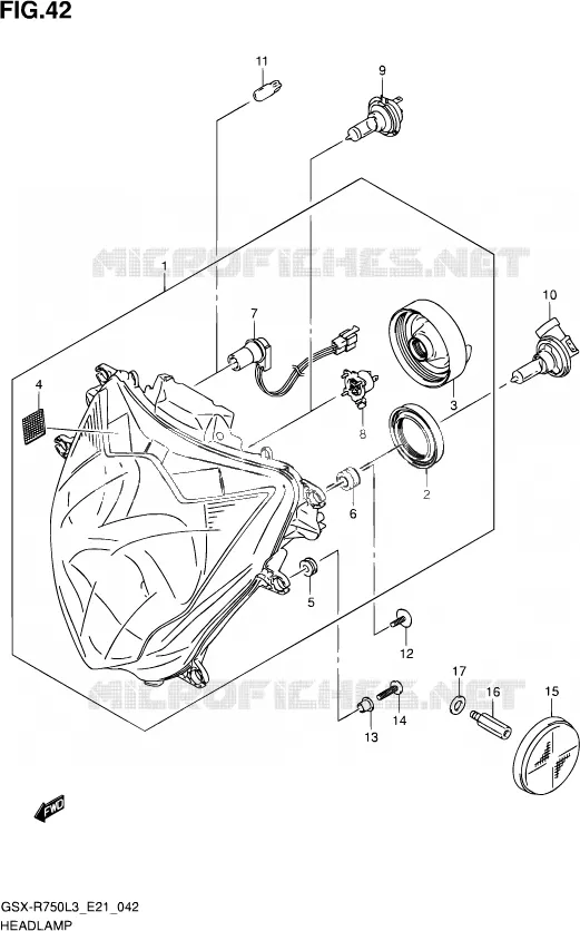 KOPLAMP (GSX-R750L3 E24) Suzuki MOTO 750 GSX-R 2013  GSX-R750UF L3 (E21)