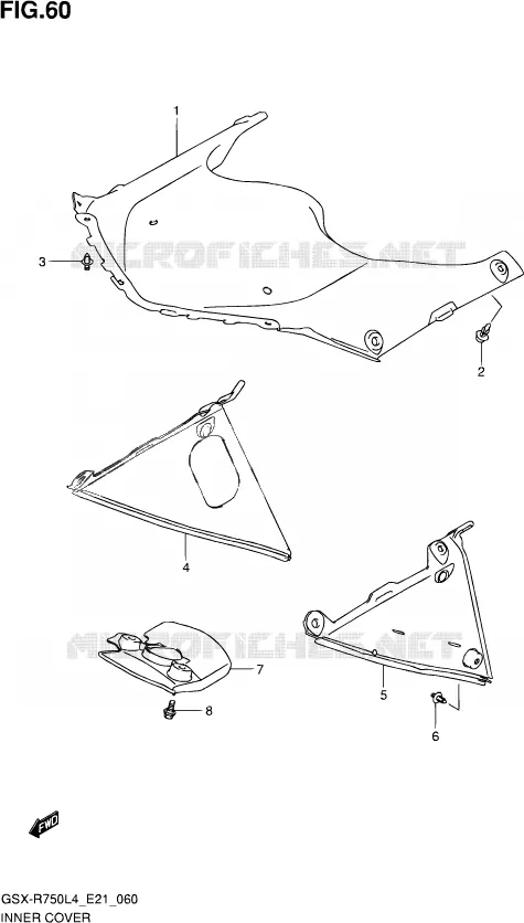 BINNEN COVER Suzuki MOTO 750 GSX-R 2014  GSX-R750UF L4 (E21)