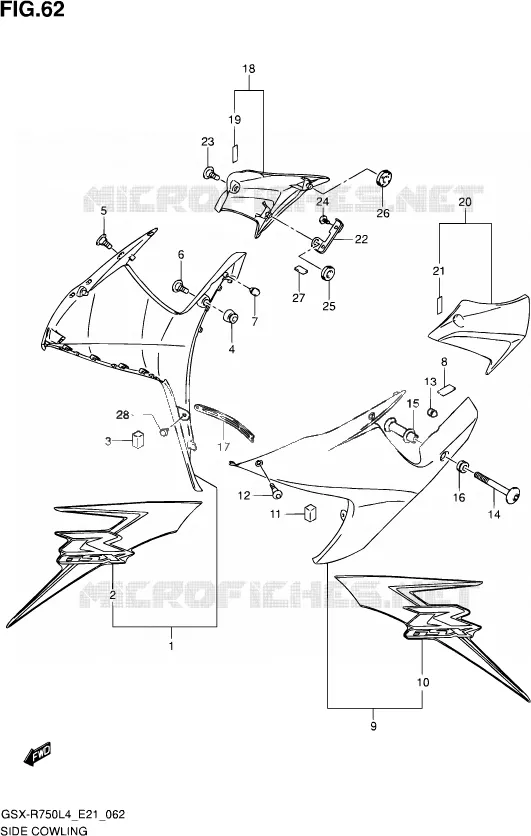 SIDE KUIP (JSP,AR6) Suzuki MOTO 750 GSX-R 2014  GSX-R750UF L4 (E21)