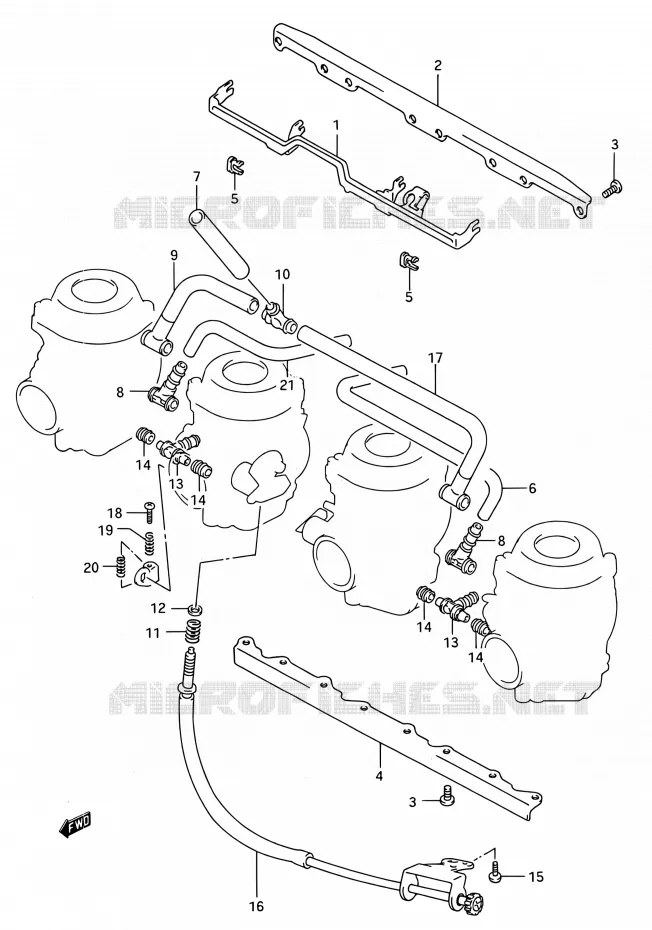 CARBURETOR AANSLUITINGEN Suzuki MOTO 750 GSX-R 1993  GSX-R750W P (E03,E28,E33)