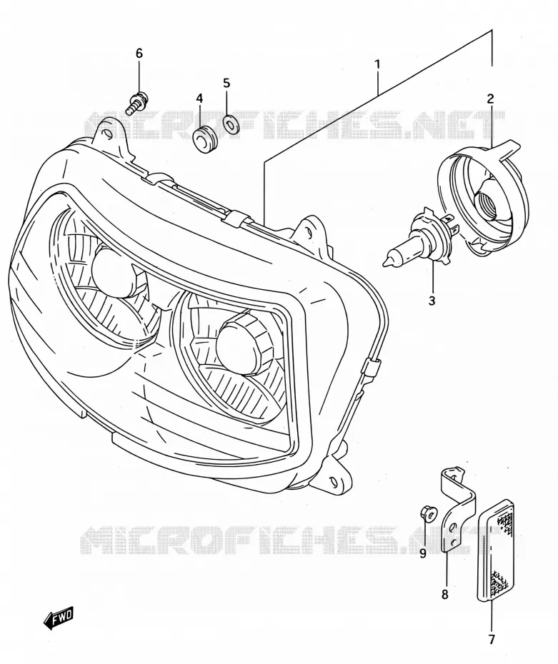 KOPLAMP (MODELE R/S) Suzuki MOTO 750 GSX-R 1994  GSX-R750W R (E03,E28,E33)