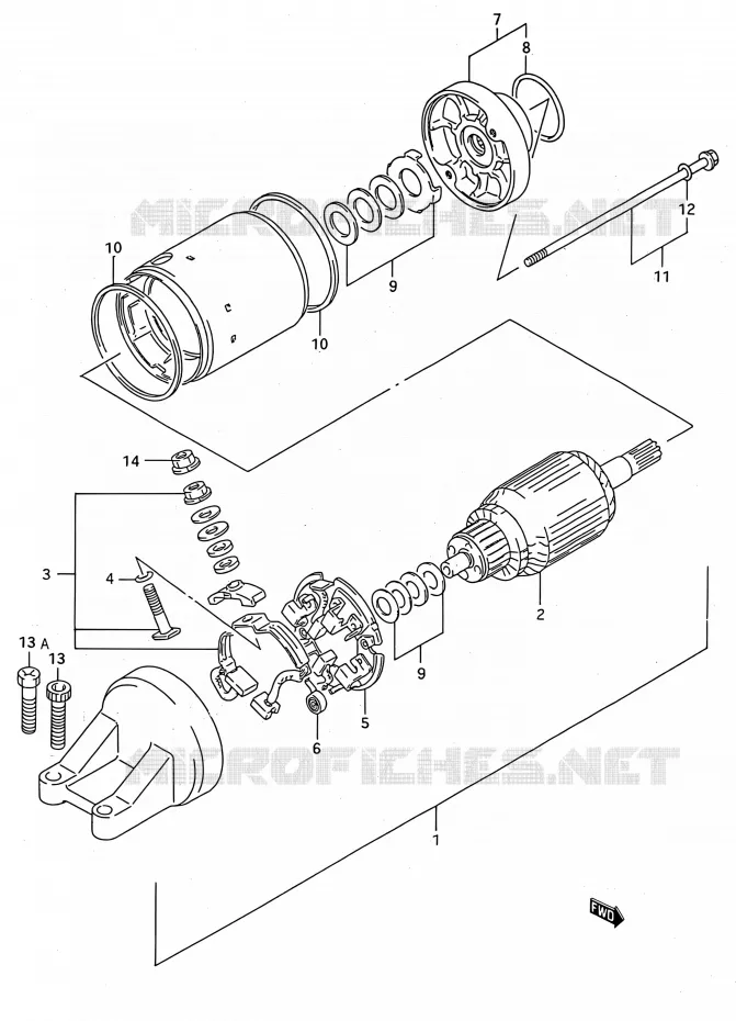 STARTMOTOR (MODELE R/S) Suzuki MOTO 750 GSX-R 1994  GSX-R750W R (E03,E28,E33)