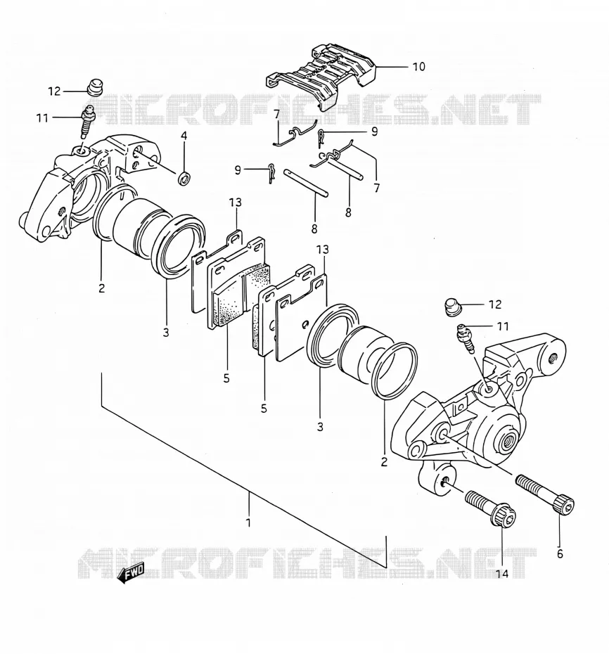 REAR CALIPER (MODELE J/K/L/M/N) Suzuki MOTO 1100 GSX-F 1990  GSX1100F L (E03,E28,E33)