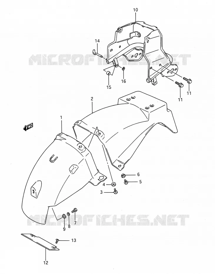 ACHTERSPATBORD Suzuki MOTO 1100 GSX-F 1992  GSX1100F N (E03,E28,E33)